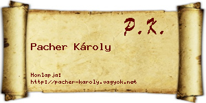 Pacher Károly névjegykártya